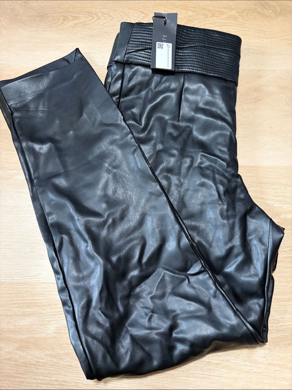 Dynamite Black Faux Leather Straight-Leg  Pants NWT